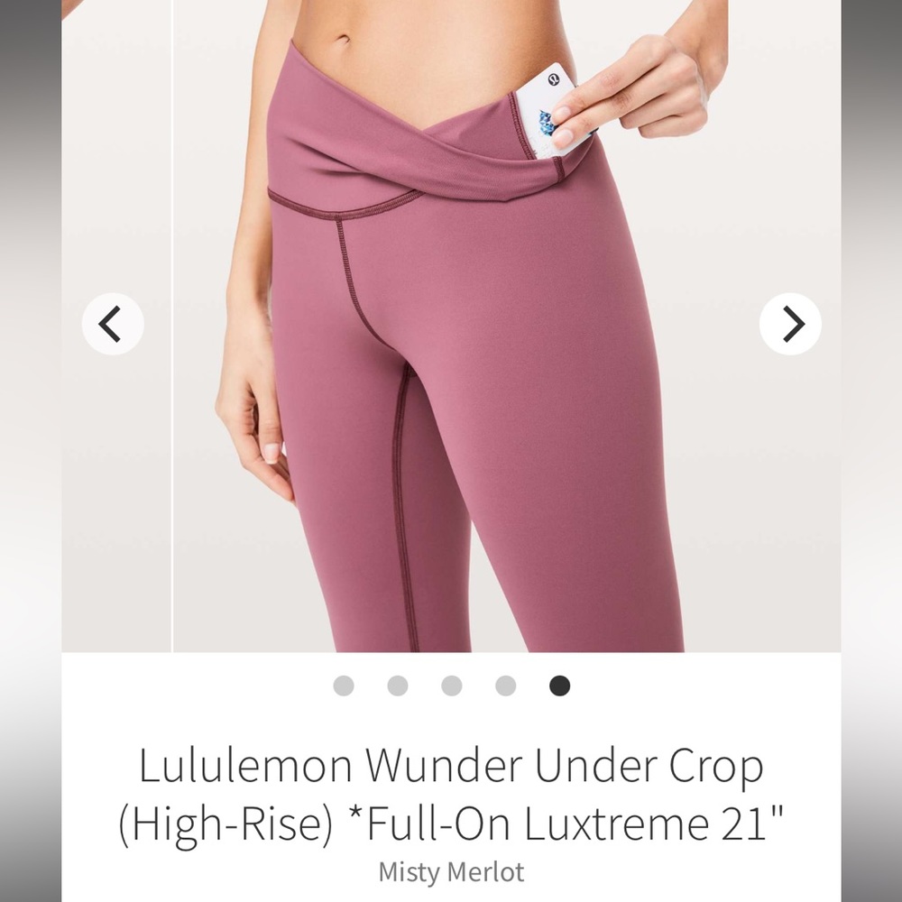 GUC Lululemon Wunder Under Crop (High-Rise) *Full Luxtreme 21" in Misty Merlot